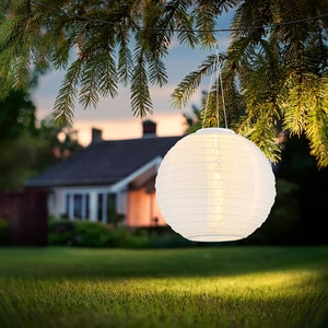 Lampa solara GLOBO balon textil, 2700K, IP44, plastic, alb Lampa solara GLOBO balon textil, 2700K, IP44, plastic, alb