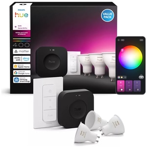 Starter kit PHILIPS HUE 8720169374546, GU10, 4.2W, 400lm, Lumina RGB Starter kit PHILIPS HUE 8720169374546, GU10, 4.2W, 400lm, Lumina RGB