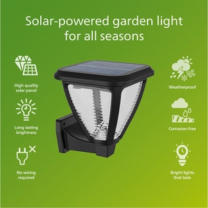 Lampa solara Philips Vapora, 1.5W, 200lm, IP44, plastic, negru Lampa solara Philips Vapora, 1.5W, 200lm, IP44, plastic, negru