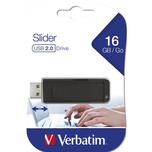 Memorie USB VERBATIM Slider, 16GB, USB 2.0, negru Memorie USB VERBATIM Slider, 16GB, USB 2.0, negru
