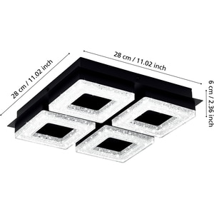 Plafoniera EGLO Fradelo, LED, 4x3.5W, 1600lm, negru Plafoniera EGLO Fradelo, LED, 4x3.5W, 1600lm, negru