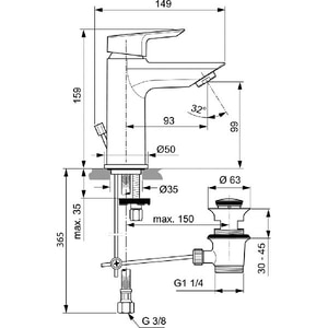 Baterie lavoar IDEAL STANDARD Tesi A6555AA, alama sanitara, crom Baterie lavoar IDEAL STANDARD Tesi A6555AA, alama sanitara, crom