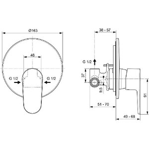 Baterie dus BI IDEAL STANDARD Cerafine O A7192AA, alama sanitara, crom Baterie dus BI IDEAL STANDARD Cerafine O A7192AA, alama sanitara, crom