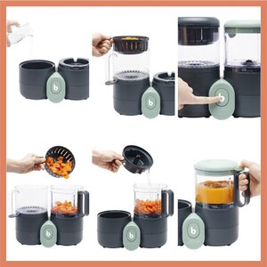 Robot multifunctional 4in1 BABYMOOV Nutribaby One A001133, 2000ml, gri-verde deschis Robot multifunctional 4in1 BABYMOOV Nutribaby One A001133, 2000ml, gri-verde deschis