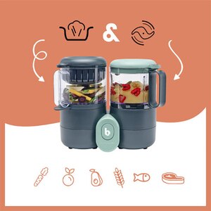 Robot multifunctional 4in1 BABYMOOV Nutribaby One A001133, 2000ml, gri-verde deschis Robot multifunctional 4in1 BABYMOOV Nutribaby One A001133, 2000ml, gri-verde deschis