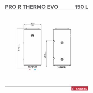 Boiler electric ARISTON Pro R Thermo Evo, 150l, 2000W, alb Boiler electric ARISTON Pro R Thermo Evo, 150l, 2000W, alb