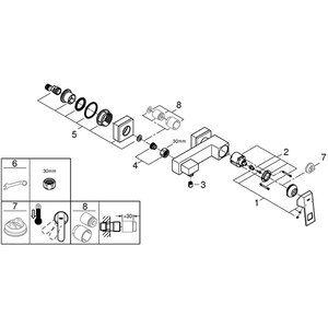 Baterie dus GROHE Eurocube 23145000, metal, argintiu Baterie dus GROHE Eurocube 23145000, metal, argintiu
