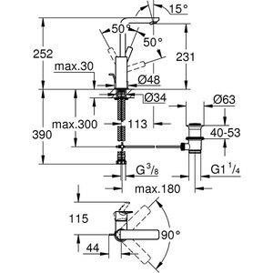 Baterie lavoar GROHE Lineare 23296001, marimea L, metal, crom Baterie lavoar GROHE Lineare 23296001, marimea L, metal, crom