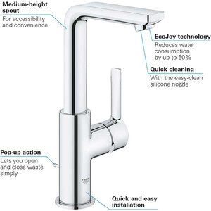 Baterie lavoar GROHE Lineare 23296001, marimea L, metal, crom Baterie lavoar GROHE Lineare 23296001, marimea L, metal, crom