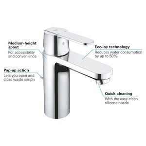 Baterie lavoar GROHE Get 23454000, marimea M, metal, crom Baterie lavoar GROHE Get 23454000, marimea M, metal, crom