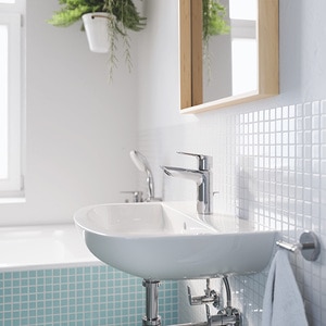 Baterie lavoar GROHE Bauloop 23762001, marimea M, alama, argintiu Baterie lavoar GROHE Bauloop 23762001, marimea M, alama, argintiu