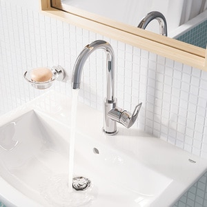 Baterie lavoar GROHE Bauloop 23763001, marimea L, alama, argintiu Baterie lavoar GROHE Bauloop 23763001, marimea L, alama, argintiu