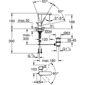Baterie lavoar GROHE Plus 23871003, marimea L, metal, crom Baterie lavoar GROHE Plus 23871003, marimea L, metal, crom
