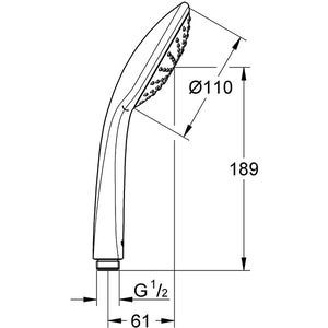 Para dus GROHE Euphoria 110 Mono 27265000, 1 functie, argintiu Para dus GROHE Euphoria 110 Mono 27265000, 1 functie, argintiu