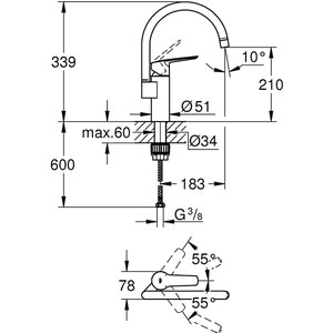 Baterie bucatarie GROHE Start 30469000, metal, argintiu Baterie bucatarie GROHE Start 30469000, metal, argintiu