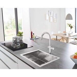 Baterie bucatarie cu unitate de racire si filtru GROHE Blue Home 31455001, metal, argintiu Baterie bucatarie cu unitate de racire si filtru GROHE Blue Home 31455001, metal, argintiu