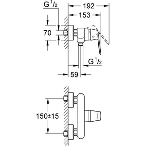 Baterie dus GROHE EuroSmart Cosmopolitan 32837000, metal, crom Baterie dus GROHE EuroSmart Cosmopolitan 32837000, metal, crom