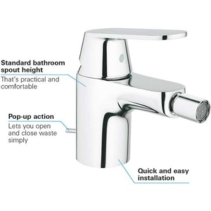 Baterie bideu GROHE Cosmopolitan 32839000, marimea S, metal, crom Baterie bideu GROHE Cosmopolitan 32839000, marimea S, metal, crom