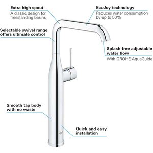 Baterie lavoar GROHE Essence 32901001, marimea XL, metal, crom Baterie lavoar GROHE Essence 32901001, marimea XL, metal, crom