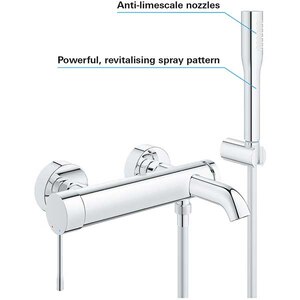 Set baterie cada si dus GROHE Essence 33628001, metal, crom Set baterie cada si dus GROHE Essence 33628001, metal, crom