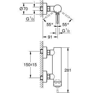 Baterie dus GROHE Essence 33636AL1, metal, antracit Baterie dus GROHE Essence 33636AL1, metal, antracit