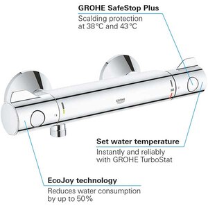 Baterie dus GROHE Grohtherm 800 34558000, termostat, metal, crom Baterie dus GROHE Grohtherm 800 34558000, termostat, metal, crom