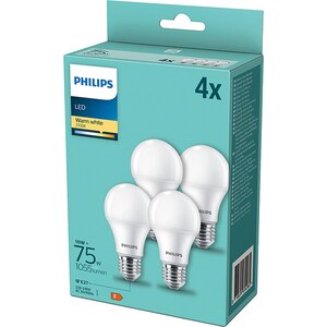 Set 4 becuri LED PHILIPS 8718699694982, E27, 10W, 1055lm, lumina calda Set 4 becuri LED PHILIPS 8718699694982, E27, 10W, 1055lm, lumina calda