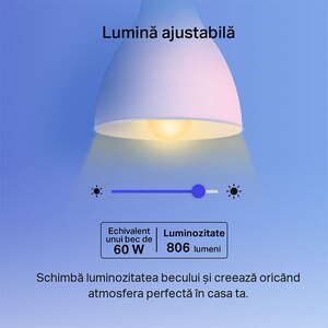 Set 2 becuri LED Smart TP-LINK Tapo L530E2B, E27, 9W, 806lm, Wi-Fi, lumina variabila, compatibil Alexa, Google Assistant Set 2 becuri LED Smart TP-LINK Tapo L530E2B, E27, 9W, 806lm, Wi-Fi, lumina variabila, compatibil Alexa, Google Assistant