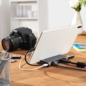 Hub USB Type-C HAMA 200102, USB 3.1, HDMI, VGA, Ethernet, gri Hub USB Type-C HAMA 200102, USB 3.1, HDMI, VGA, Ethernet, gri