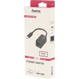 Adaptor USB C - RJ45 HAMA, Gigabit, negru Adaptor USB C - RJ45 HAMA, Gigabit, negru