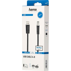 Cablu USB 2.0 A - USB B HAMA 200602, 1.5m, negru Cablu USB 2.0 A - USB B HAMA 200602, 1.5m, negru