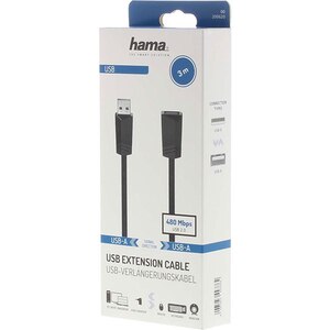 Cablu extensie USB 2.0 HAMA 200620, 3m, negru Cablu extensie USB 2.0 HAMA 200620, 3m, negru