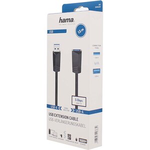 Cablu extensie USB 3.0 HAMA 200628, 1.5m, negru Cablu extensie USB 3.0 HAMA 200628, 1.5m, negru