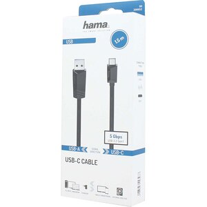 Cablu USB-C - USB A 3.2 Gen 1 HAMA 200652, 1.5m, negru Cablu USB-C - USB A 3.2 Gen 1 HAMA 200652, 1.5m, negru