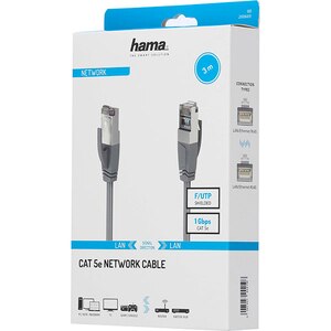 Cablu de retea F/UTP CAT5e HAMA 200669, 3m, gri Cablu de retea F/UTP CAT5e HAMA 200669, 3m, gri