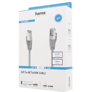 Cablu de retea F/UTP CAT5e HAMA 200670, 5m, gri Cablu de retea F/UTP CAT5e HAMA 200670, 5m, gri