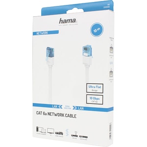Cablu de retea CAT6a HAMA 200686, 10m, alb Cablu de retea CAT6a HAMA 200686, 10m, alb