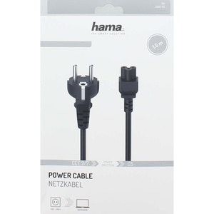 Cablu de alimentare cu 3 pini HAMA 200735, 1.5m, negru Cablu de alimentare cu 3 pini HAMA 200735, 1.5m, negru