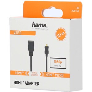 Adaptor Micro HDMI - HDMI HAMA 205168, 0.1m, negru Adaptor Micro HDMI - HDMI HAMA 205168, 0.1m, negru