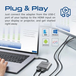 Adaptor USB-C la HDMI PROMATE MediaLink-H2, gri Adaptor USB-C la HDMI PROMATE MediaLink-H2, gri