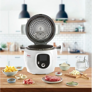 Multicooker TEFAL Cook4Me+ CY851130, 6l, 1600W, 6 programe, aplicatie 150 retete, alb-gri Multicooker TEFAL Cook4Me+ CY851130, 6l, 1600W, 6 programe, aplicatie 150 retete, alb-gri