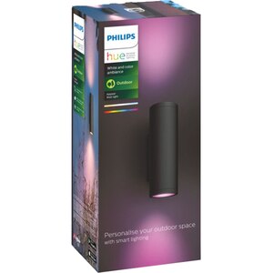 Aplica LED smart PHILIPS Hue 8718696174371, 2x8W, 1200lm, IP44, RGB, negru Aplica LED smart PHILIPS Hue 8718696174371, 2x8W, 1200lm, IP44, RGB, negru
