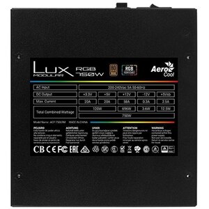 Sursa PC AEROCOOL Lux RGB, 750W, 120mm, 80 Plus Bronze Sursa PC AEROCOOL Lux RGB, 750W, 120mm, 80 Plus Bronze