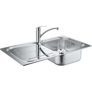 Pachet chiuveta GROHE K300 31563SD0, 1 cuva, picurator reversibil, inox satinat + baterie Eurosmart 33281002 Pachet chiuveta GROHE K300 31563SD0, 1 cuva, picurator reversibil, inox satinat + baterie Eurosmart 33281002