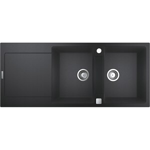 Chiuveta bucatarie GROHE K500 31647AP0, 2 cuve, picurator reversibil, compozit quartz, negru Chiuveta bucatarie GROHE K500 31647AP0, 2 cuve, picurator reversibil, compozit quartz, negru