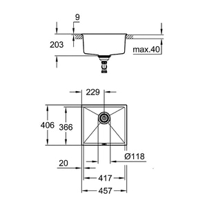 Chiuveta bucatarie GROHE K700U 31653AP0, 1 cuva, compozit quartz, negru Chiuveta bucatarie GROHE K700U 31653AP0, 1 cuva, compozit quartz, negru