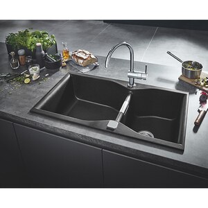 Chiuveta bucatarie GROHE K700 31658AP0, 2 cuve, compozit quartz, negru Chiuveta bucatarie GROHE K700 31658AP0, 2 cuve, compozit quartz, negru