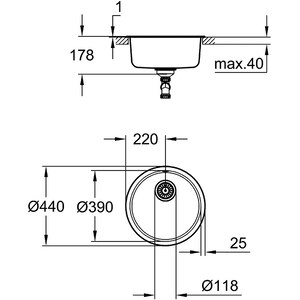 Chiuveta bucatarie GROHE K200 31720SD0, 1 cuva, inox Chiuveta bucatarie GROHE K200 31720SD0, 1 cuva, inox