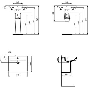Chiuveta baie IDEAL STANDARD Connect Air E074401, montare suspendata, 55 x 46 cm, alb Chiuveta baie IDEAL STANDARD Connect Air E074401, montare suspendata, 55 x 46 cm, alb