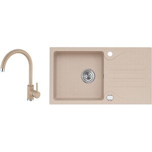 Pachet chiuveta ALVEUS Galapagos 30 G55, 1 cuva, picurator reversibil, compozit granit + baterie Kati G55, bej Pachet chiuveta ALVEUS Galapagos 30 G55, 1 cuva, picurator reversibil, compozit granit + baterie Kati G55, bej